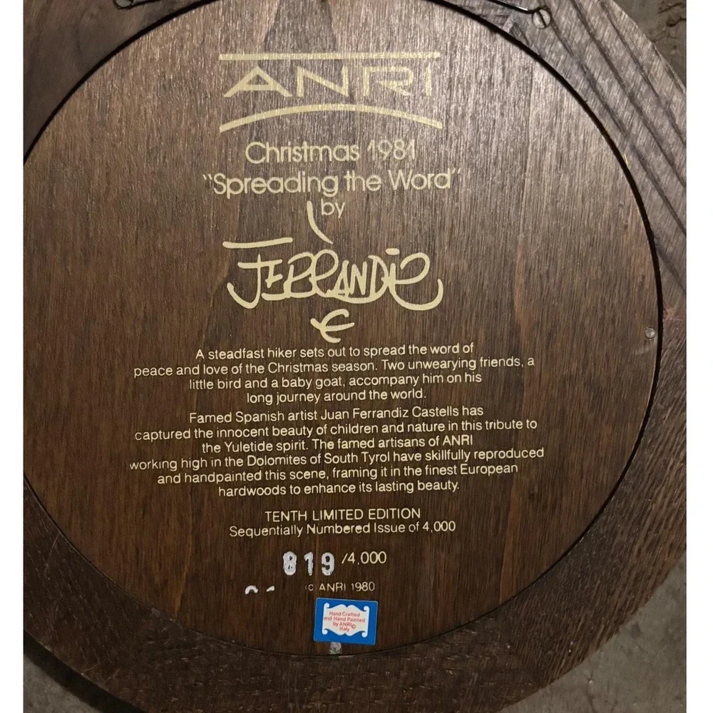 ANRI Juan Ferrandiz Wood Wall‎ Plaque Lot of 4 1979-1982 Italy